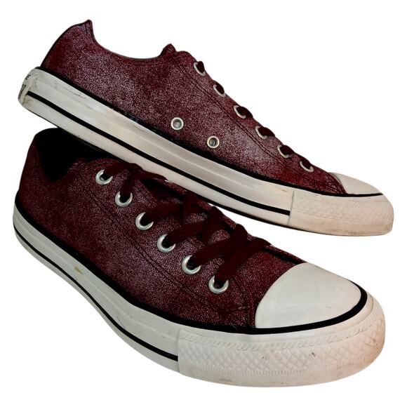 Converse CT All Star Womens Maroon & Silver Low Top Sneakers - Size 9 - Picture 1 of 7